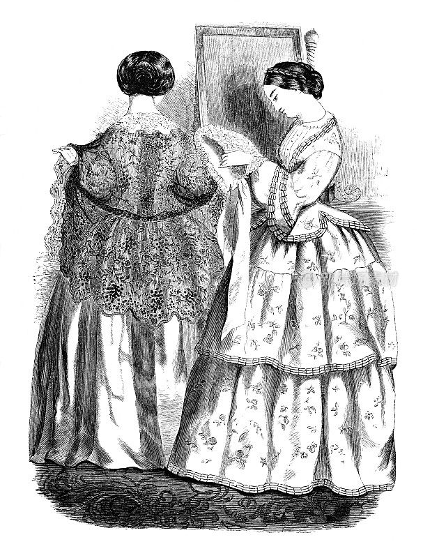 Vintage Fashion版画的妇女服装
